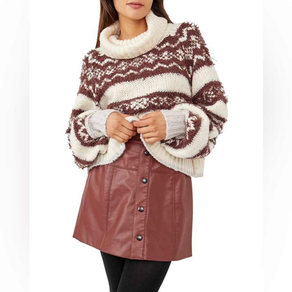 NWT Free People Check Me Out Pullover Sweater Size XS Winter Fog